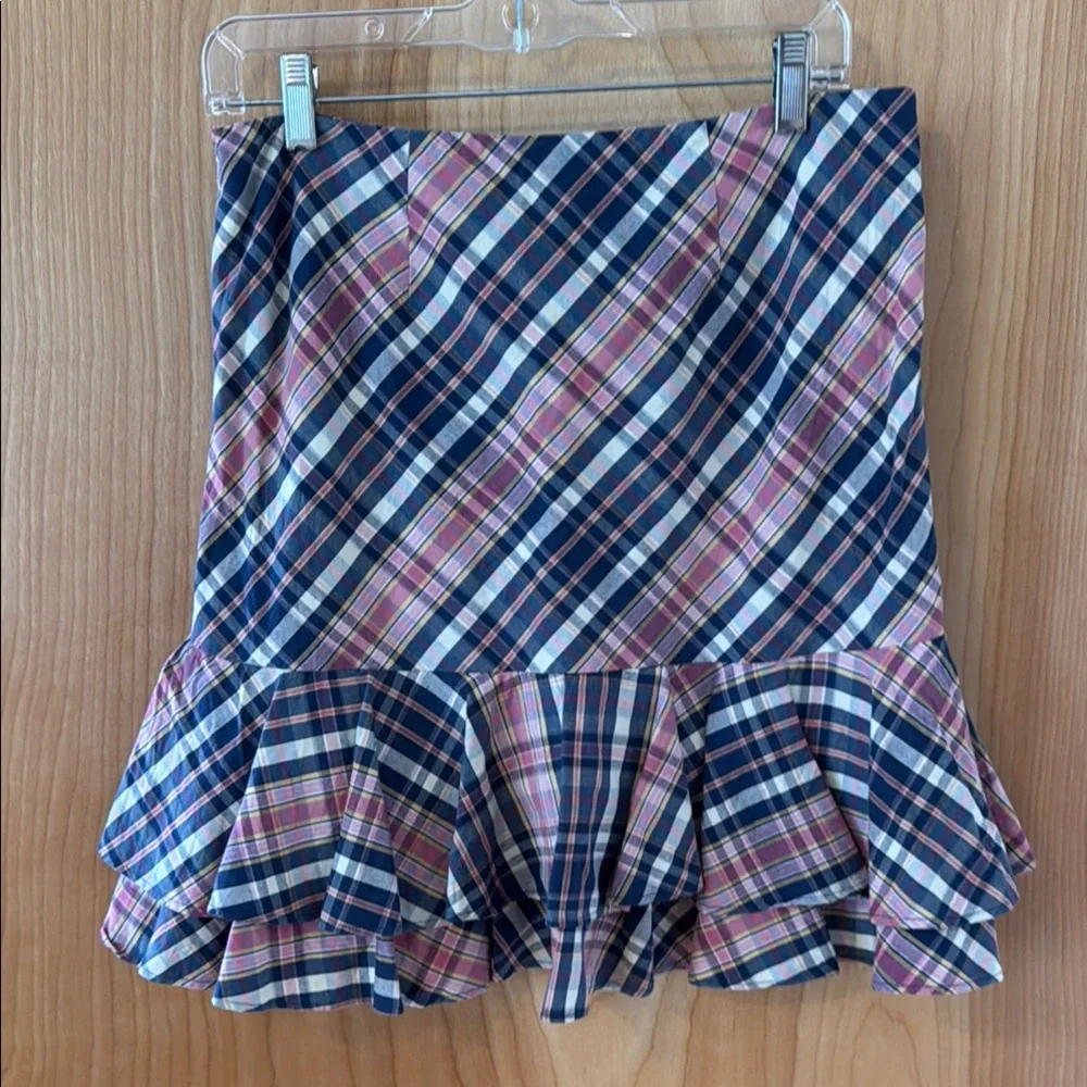 Ralph Lauren Rugby Pink and Blue Ruffle Mini Skirt - Picture 2 of 8